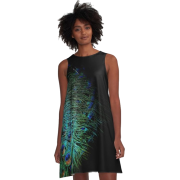 Redbubble A-Line Dress Peacock Feather - 模特（真人） - $42.16  ~ ¥282.49