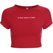 Red letter short sleeve ins T-shirt - T-shirts - $19.99 