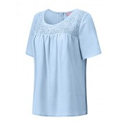 Regna X Boho Women's Shirring Detail Short Sleeve Chiffon Blouse Tops - Košulje - kratke - $7.99  ~ 50,76kn