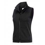 Regna X Womens Casual Stand Collar Full Zip up Fleece Vest Jacket Black XL - Outerwear - $13.99 