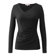 Regna X Womens Deep V Neck Long Sleeve Unique Cross Wrap Slim Fit Sweater Tops (S-3X, Plus Sizes) - Košulje - kratke - $14.99  ~ 95,23kn