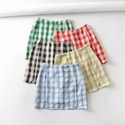 Retro High Waist Lace Check Lace Hip Skirt - Skirts - $25.99 