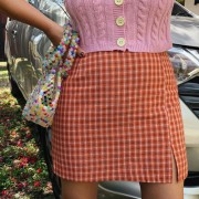 Retro High Waist Plaid Skirt A-line Skirt - Saias - $25.99  ~ 22.32€
