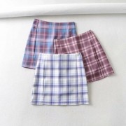 Retro High Waist Side Split Plaid Skirt - Skirts - $25.99 