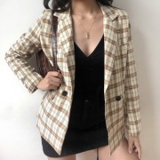 Retro Niche Plaid Suit Jacket Women's Ca - Jacket - coats - $35.99 