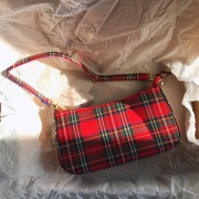 Retro Red Plaid Bag Bag Wild Underarm Sh - Messenger bags - $19.99 