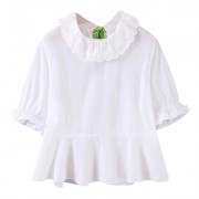 Retro Sexy Backless Loose Lace Doll Collar Short Sleeve Shirt Wild Top - Košulje - kratke - $25.99  ~ 165,10kn