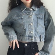 Retro Washed Short Sleeve Denim Jacket - Jacket - coats - $32.99 