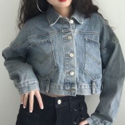 Retro Washed Short Sleeve Denim Jacket - Kurtka - $32.99  ~ 28.33€