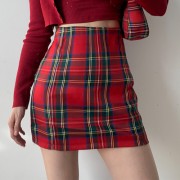Retro college style age-reduced plaid printed high waist bag hip short fashion s - Suknje - $27.99  ~ 24.04€