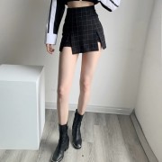 Retro fake two-piece fashionable high waist bag hip split skirt shorts - Suknje - $25.99  ~ 22.32€