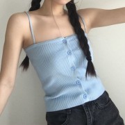 Retro flat-breasted chest-button top - Košulje - kratke - $19.99  ~ 126,99kn