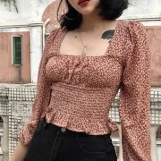 Retro generous collar dew bone small flo - My时装实拍 - $26.99  ~ ¥180.84