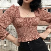 Retro generous collar dew bone small flo - My时装实拍 - $26.99  ~ ¥180.84