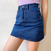 Retro high waist slim casual denim a-line skirt skirt - Suknje - $27.99  ~ 24.04€