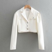 Retro lapel solid color high waist long - Jacket - coats - $35.99 