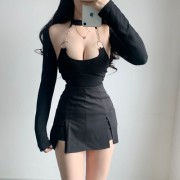 Retro new sexy solid color wild trendy short blouse with cardigan short top - Рубашки - короткие - $19.99  ~ 17.17€