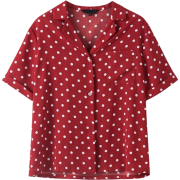 Retro red wave short-sleeved shirt - Pasovi - $28.99  ~ 24.90€