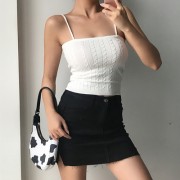 Retro sexy flat mouth high waist short paragraph small twist knitted camisole - Shirts - $25.99 