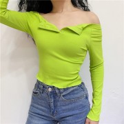 Retro sexy word collar off-shoulder long - Košulje - kratke - $25.99  ~ 165,10kn