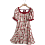 Retro strappy plaid a-line dress - Kleider - $23.19  ~ 19.92€
