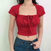 Retro temperament wild and thin backless sexy shirt T-shirt - Рубашки - короткие - $25.99  ~ 22.32€