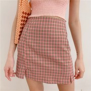 Retro tight-fitting hip skirt pink check skirt - Röcke - $27.99  ~ 24.04€