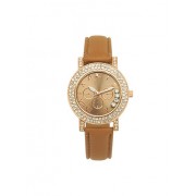 Rhinestone Bezel Faux Leather Strap Watch - Relógios - $9.99  ~ 8.58€
