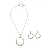 Rhinestone Circle Necklace with Matching Earrings - Earrings - $6.99 