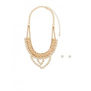 Rhinestone Collar Necklace and Stud Earrings Set - Naušnice - $6.99  ~ 44,40kn