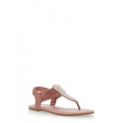 Rhinestone Elastic Thong Sandals - Sandals - $12.99 