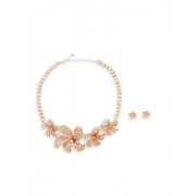 Rhinestone Flower Necklace with Stud Earrings - Aretes - $9.99  ~ 8.58€
