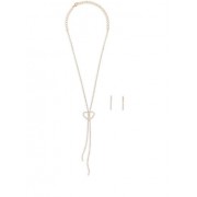 Rhinestone Heart Necklace with Earrings - Earrings - $5.99 