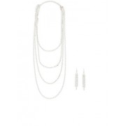 Rhinestone Layered Necklace with Earrings - Earrings - $6.99 