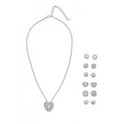 Rhinestone Lock Necklace and Stud Earrings - Earrings - $6.99 