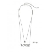 Rhinestone Loved Detail Necklace with Stud Earrings - Aretes - $4.99  ~ 4.29€
