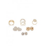 Rhinestone Stud Earrings and Ring Trio - Earrings - $5.99 