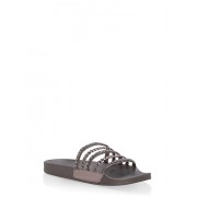 Rhinestone Studded Slide Sandals - Sandals - $12.99 