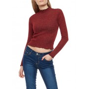 Ribbed Knit Mock Neck Top - Top - $12.97 
