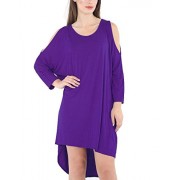 Rimi Hanger Womens Cold Shoulder 3/4 Sleeve Hi Lo Baggy Dress Ladies Fancy Party Wear Dip Hem Dress S/XXL - Dresses - $15.99 