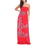 Rimi Hanger Womens Womens Chunky Flower Print Sheering Maxi Dress Ladies Sleeveless Fancy Party Dress S/XXL - Dresses - $17.99 