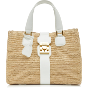 Riviera Leather-Trimmed Raffia Tote - ハンドバッグ - 