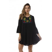 Riviera Sun Cold Shoulder Floral Embroidered Casual Dress - sukienki - $19.99  ~ 17.17€