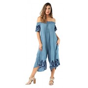 Riviera Sun Womens Off Shoulder Embroidered Jumpsuit Romper - Pants - $24.99 