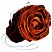 Romantic Rosette Rose Evening Handbag, Clasp Purse Clutch w/Hidden Chain Red - Hand bag - $31.99 