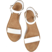 Romwe Scalloped Trim Flat Sandals White - Sandals - $14.59 