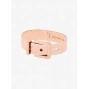 Rose Gold-Tone Ribbed Buckle Bracelet - Bracelets - $115.00 