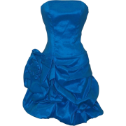 Rosette Taffeta Strapless Mini Dress Prom Party Formal Gown Blue - Dresses - $50.99 