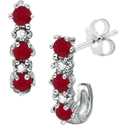 Round Ruby Hoop Earrings - 耳环 - $489.00  ~ ¥3,276.46