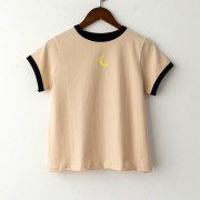 Round neck net red slim slimming short-sleeved T-shirt female little moon print - Shirts - $19.99 